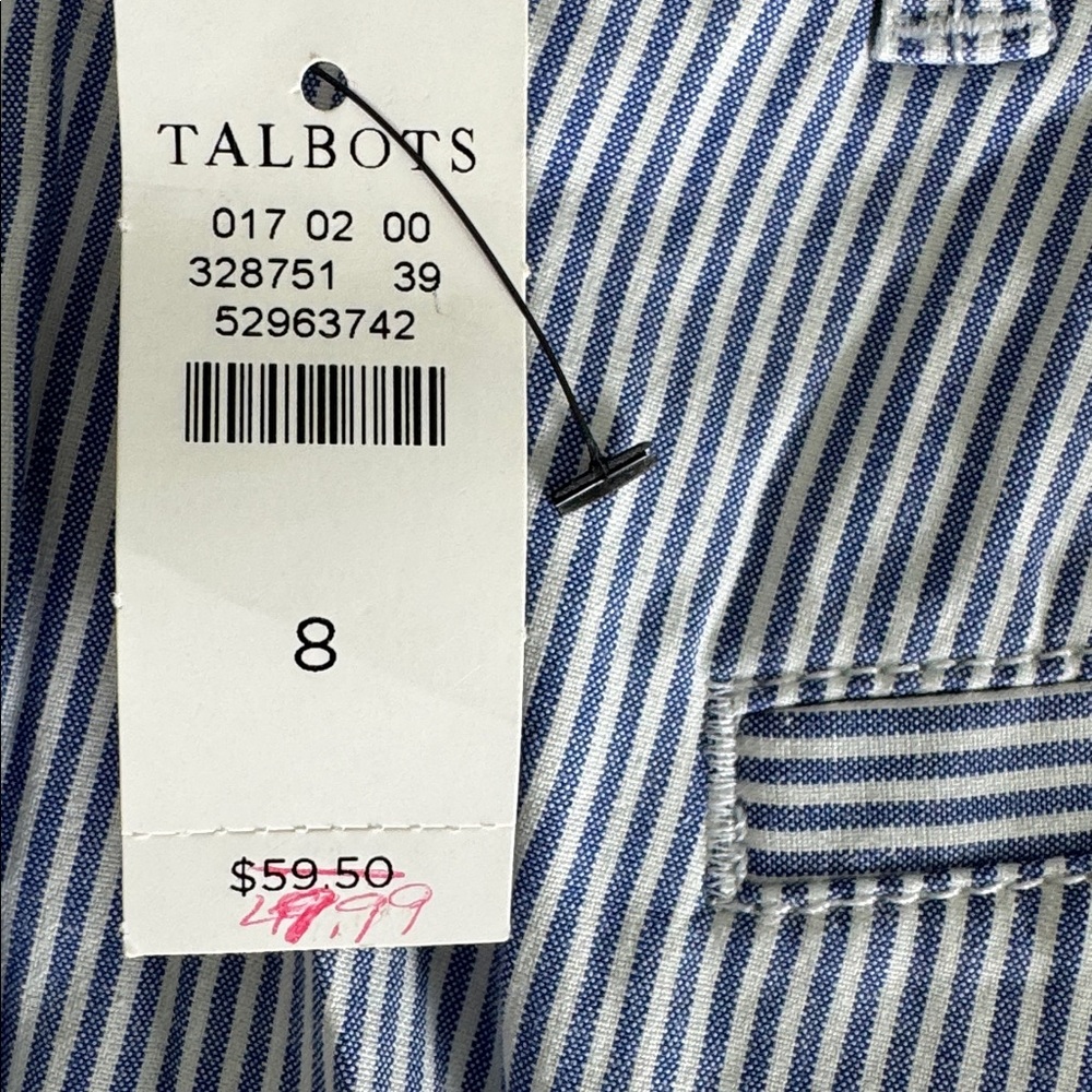 Talbots Blue & White Striped Shorts with Pink Embroidery - Picture 4 of 4